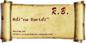 Róna Bartó névjegykártya